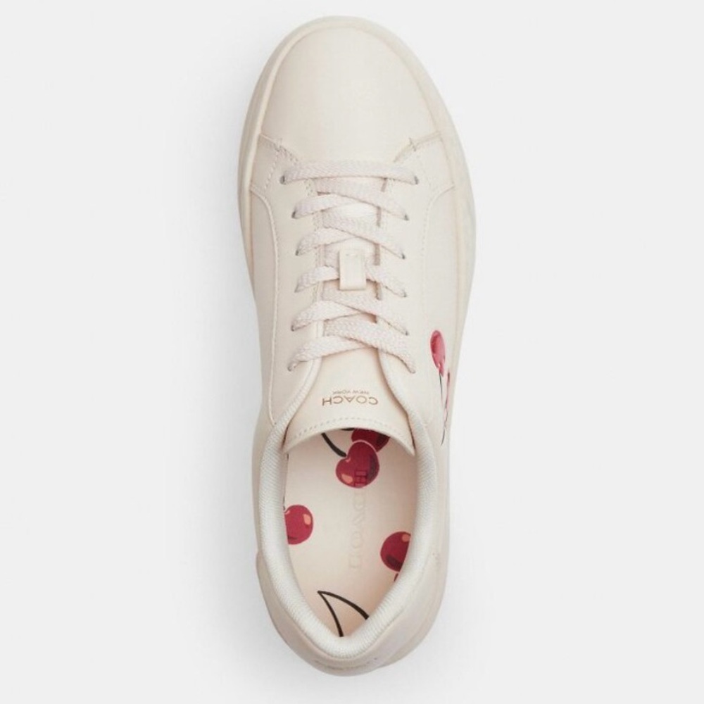 COACH Brand New Cream Cherry-Embellished Women's Sneakers - sz 7 - - Picture 3 of 4